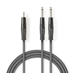 Adapterkabel 2x 6,3 mm till 3,5 mm Stereo 3 m