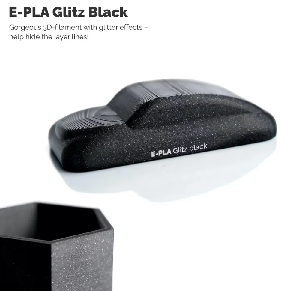 Addnorth E-PLA-filament för 3D-skrivare 1,75 mm Glitz Black