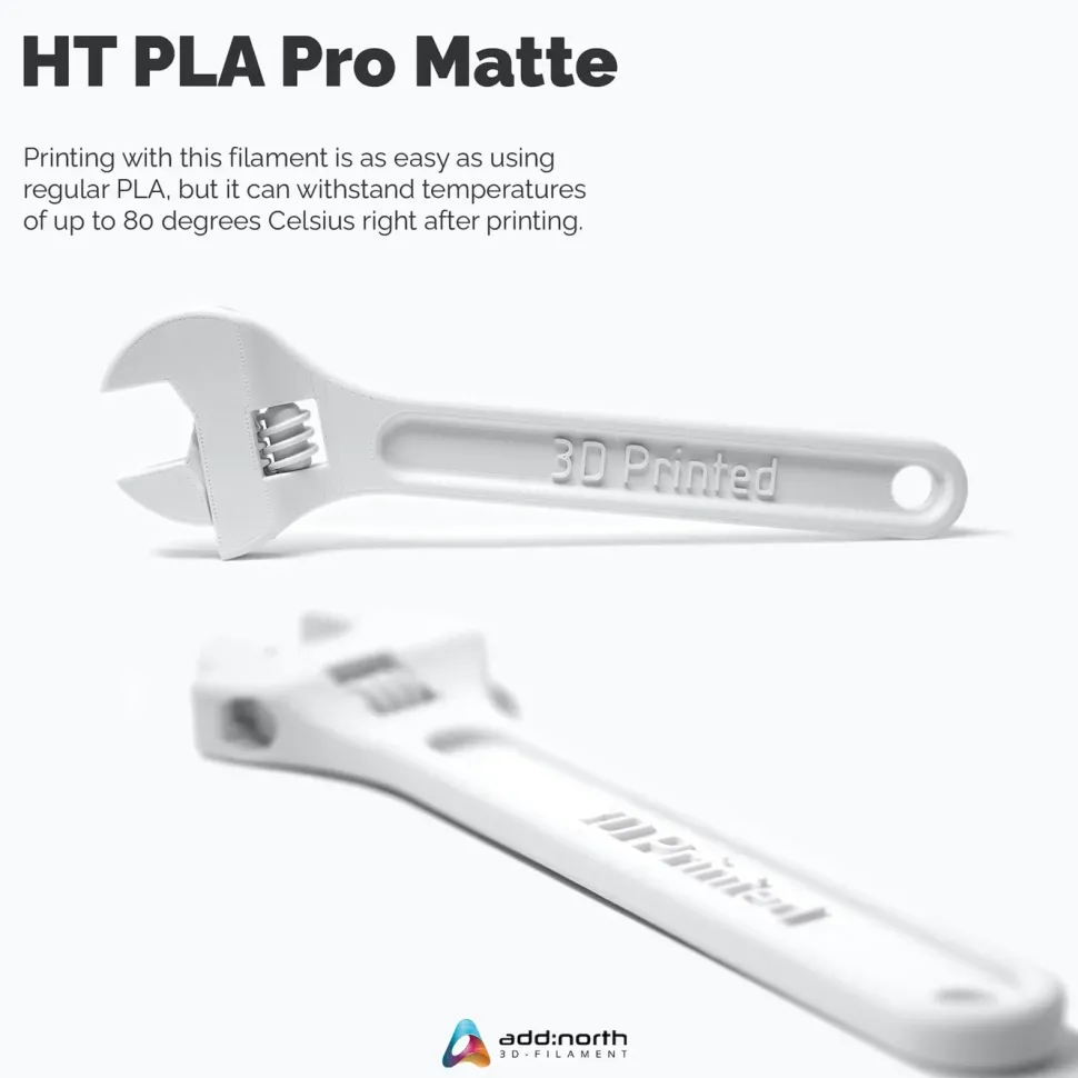 Addnorth HT-PLA Pro-filament för 3D-skrivare Matte White