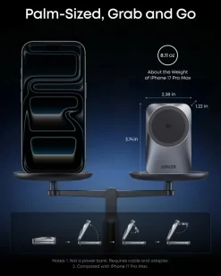 Anker Prime Foldable trådlös laddstation 3-i-1 MagGo Svart