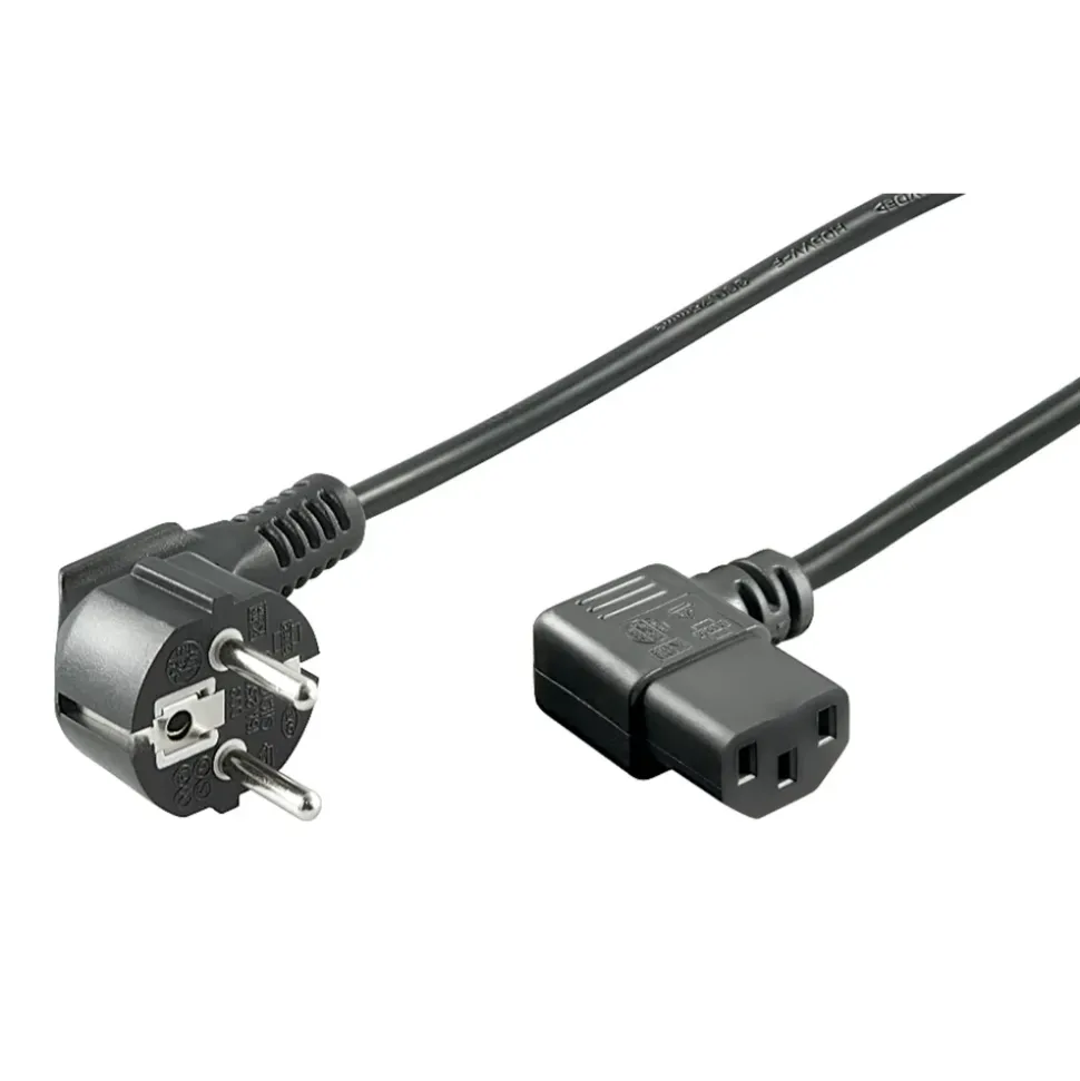 Apparatkabel C13 med vinklad kontakt Svart 2 m
