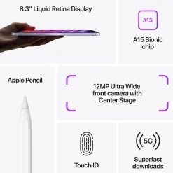 Apple iPad mini (6:e gen.) 64 GB 5G Stjärnglans