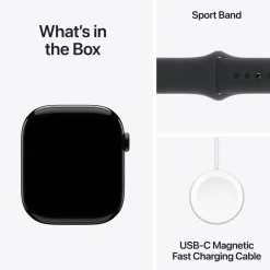 Apple Watch Series 10 GPS 46 mm Jet Black Case med Black Sport band S/M