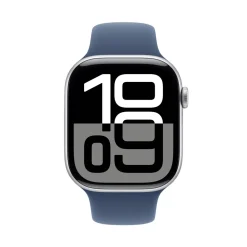 Apple Watch Series 10 GPS 46 mm Silver Case med Denim Sport band M/L