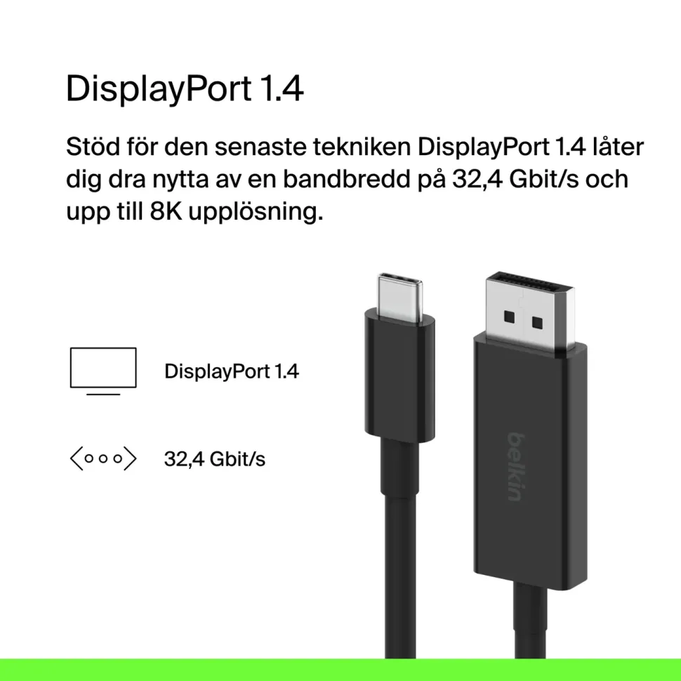 Belkin USB-C-kabel till Displayport 8K/60 Hz 2 m
