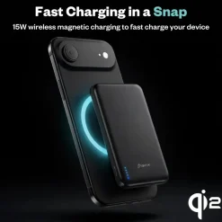 BMX Ultratunn magnetisk Qi2-powerbank 5000 mAh, semi-solid-state i titanhölje Black