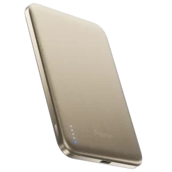 BMX Ultratunn magnetisk Qi2-powerbank 5000 mAh, semi-solid-state i titanhölje Gold
