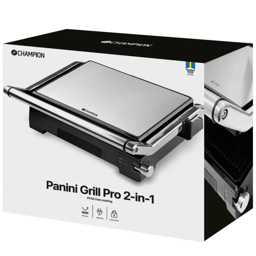 Champion Panini- och bordsgrill Pro Health PG600 2-i-1