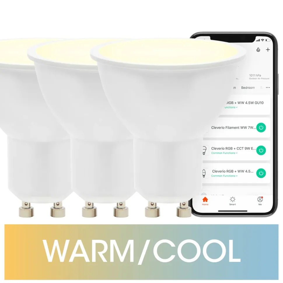 Cleverio Smart GU10 LED-lampa 400 lm 3-pack