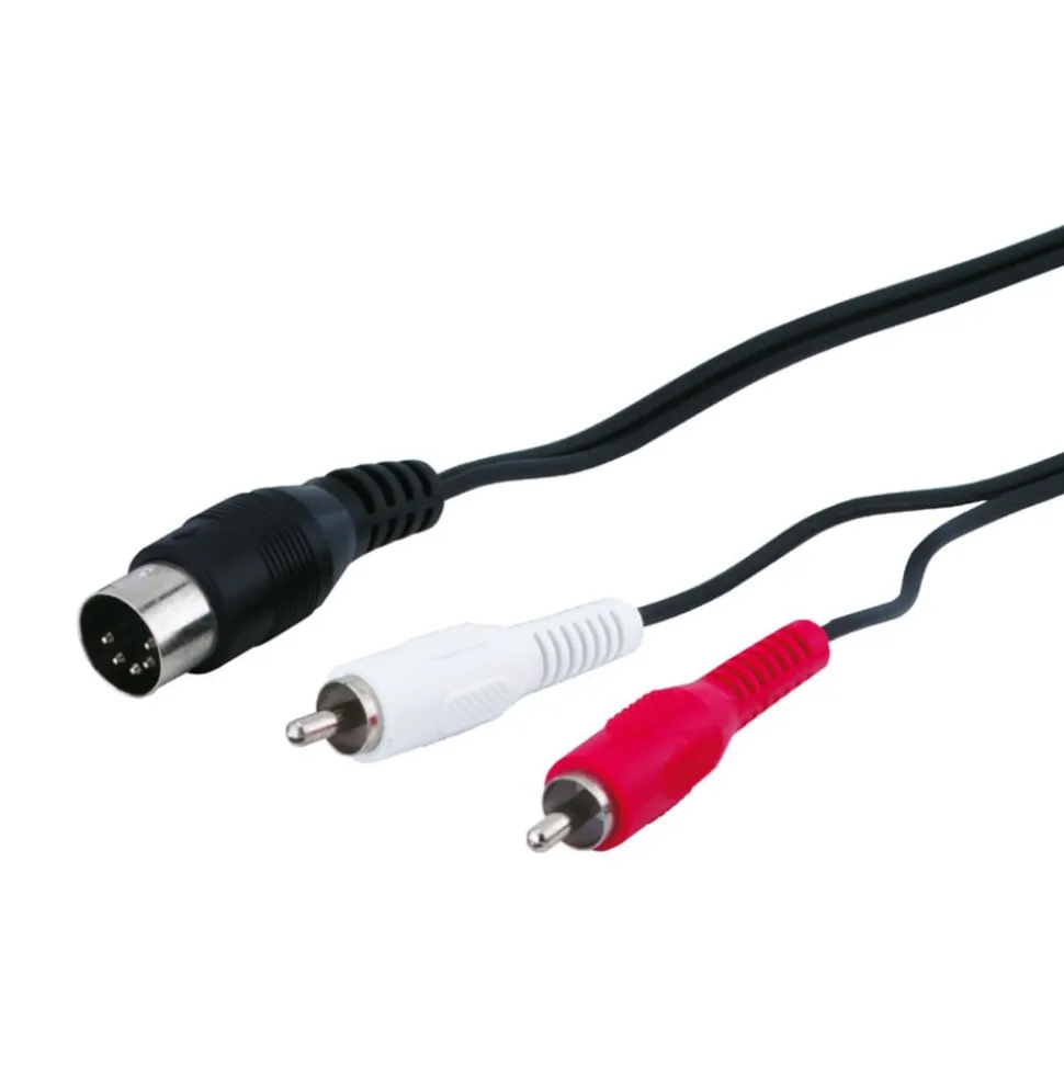 DIN-kabel 5-pol hane till 2x RCA hanar 1,5 m