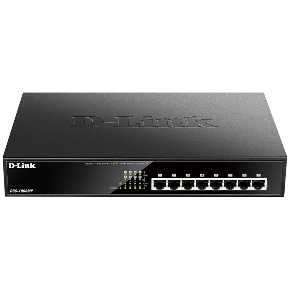D-Link DGS-1008MP POE+-gigabitswitch 8 portar