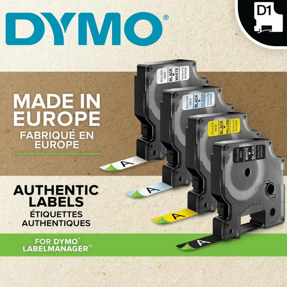 Dymo D1-märktejp 12 mm Vit