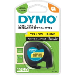 Dymo Letratag Märktejp av plast 12 mm Gul