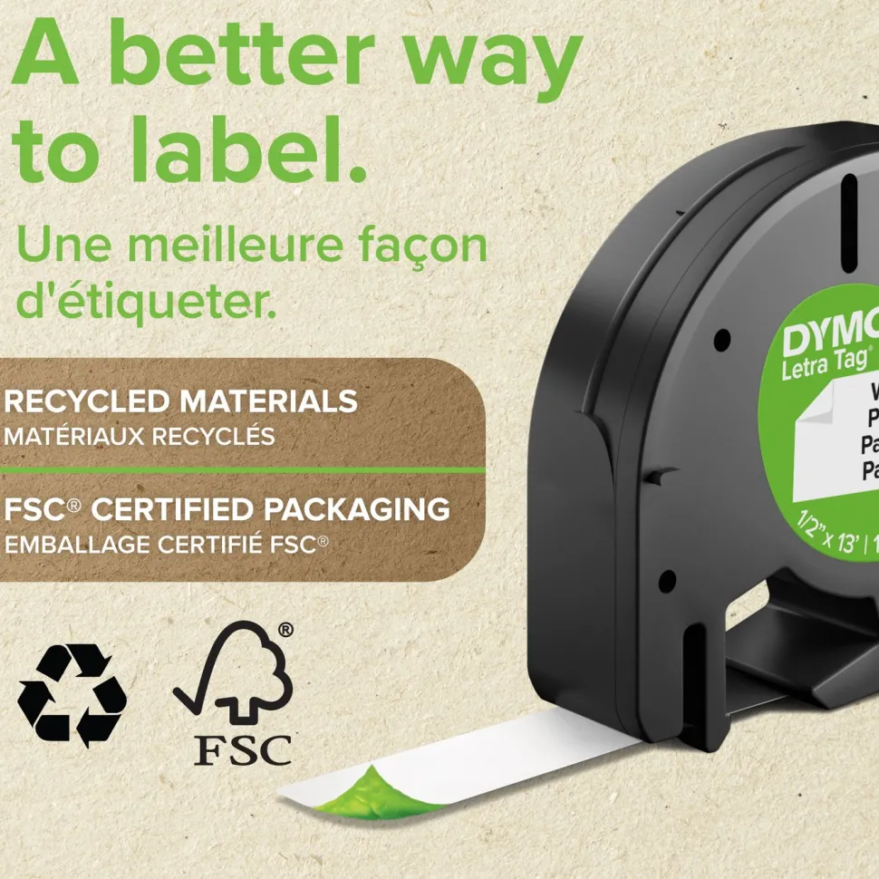 Dymo Letratag Märktejp av plast 12 mm Gul