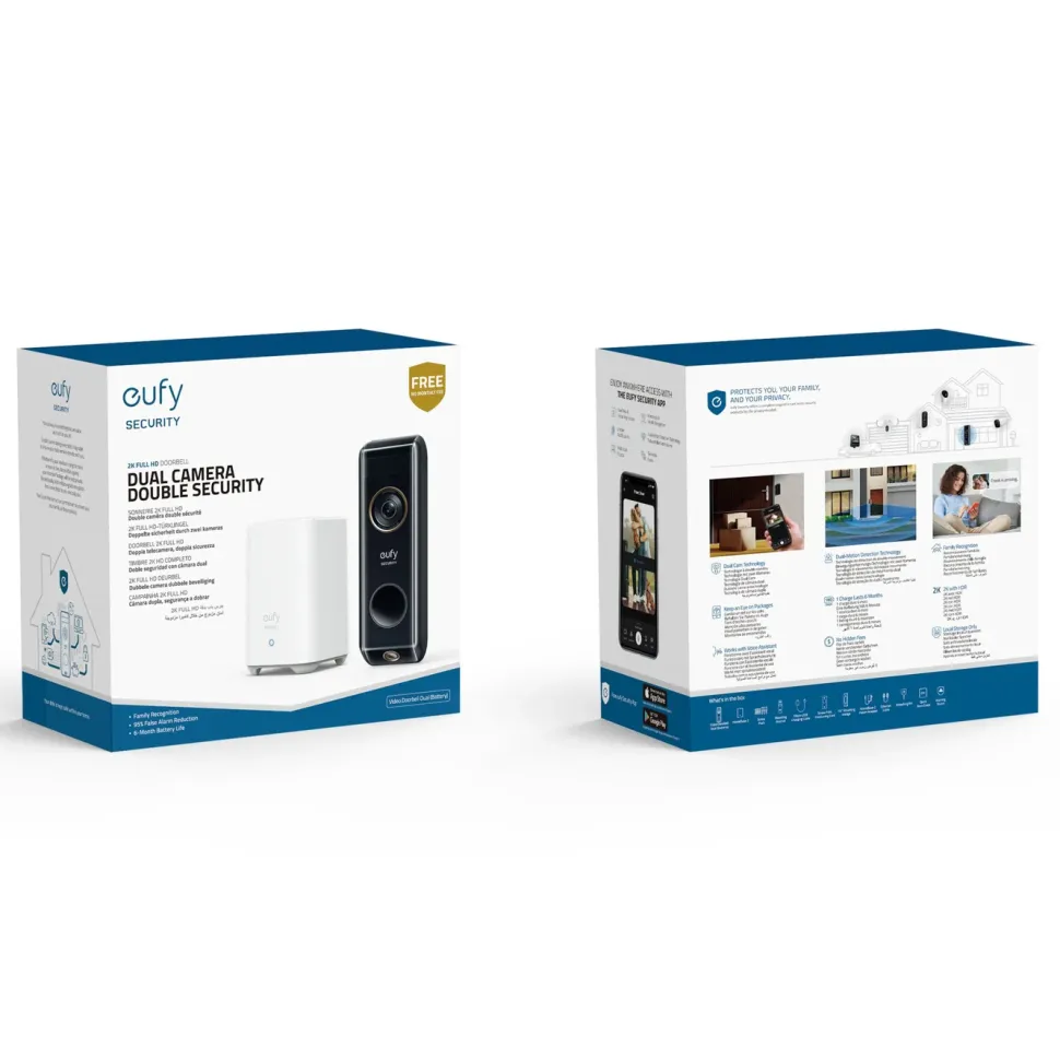 Eufy Dual Video Doorbell 2K Dörrklocka med basstation