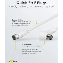 F-kabel Vit vinklad 5 m