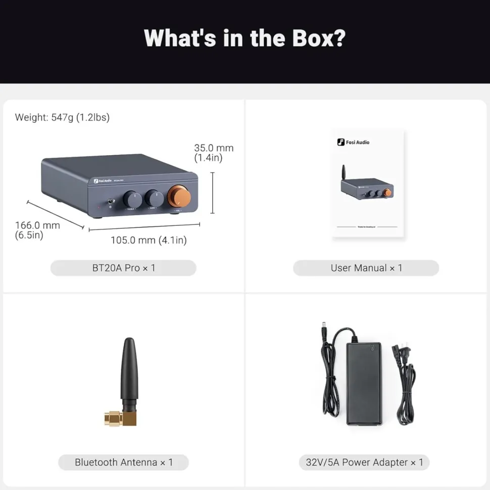 Fosi Audio BT20A Pro stereoförstärkare 2x100 W med Bluetooth