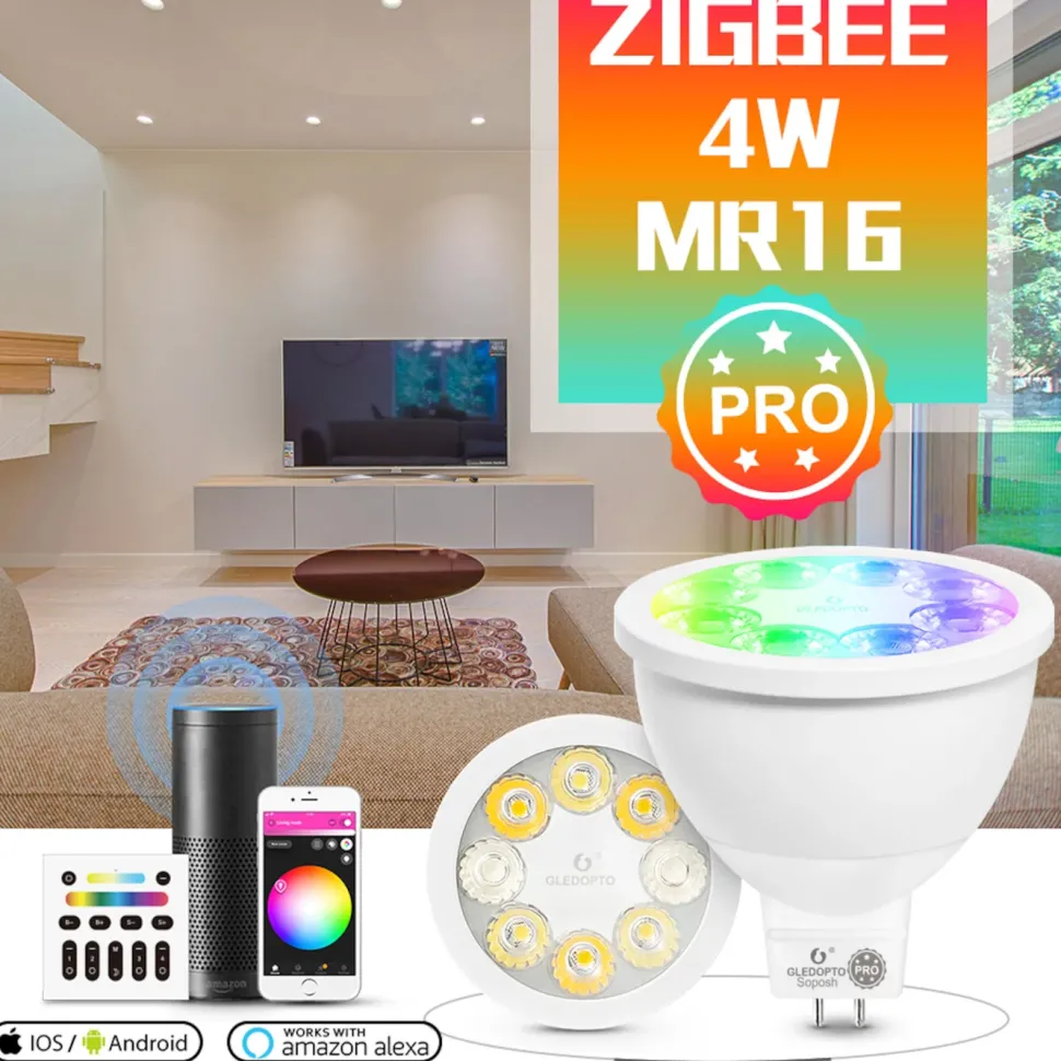 Gledopto Smart MR16 12 V LED-lampa RGB+CCT 250 lm