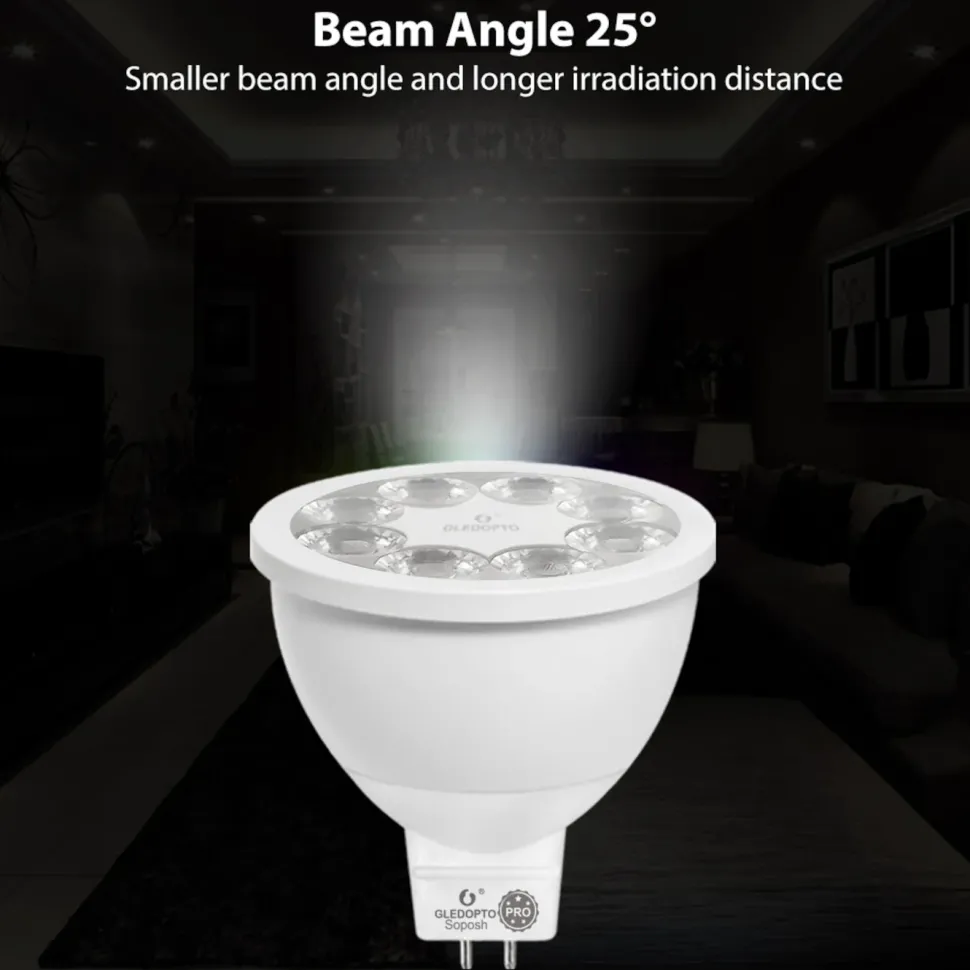 Gledopto Smart MR16 12 V LED-lampa RGB+CCT 250 lm