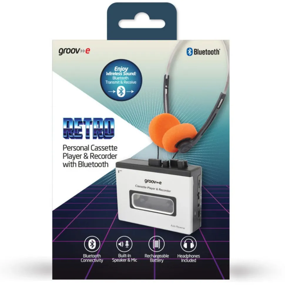 Groov-e Bärbar kassettbandspelare med Bluetooth