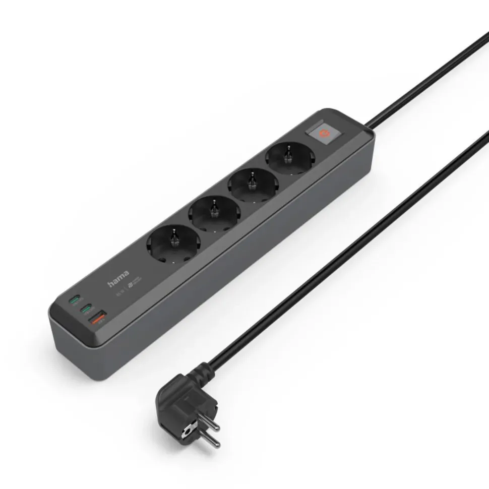 Hama Grenuttag med USB-C/A 65 W PD 4 uttag