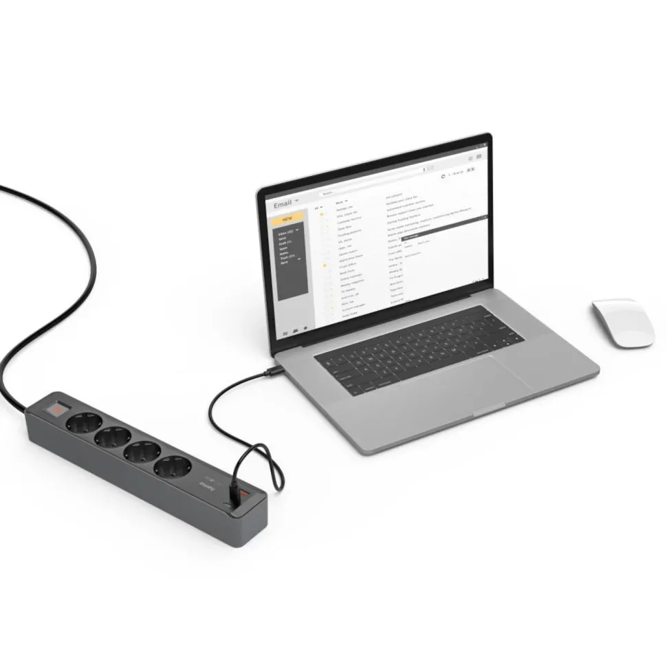 Hama Grenuttag med USB-C/A 65 W PD 4 uttag