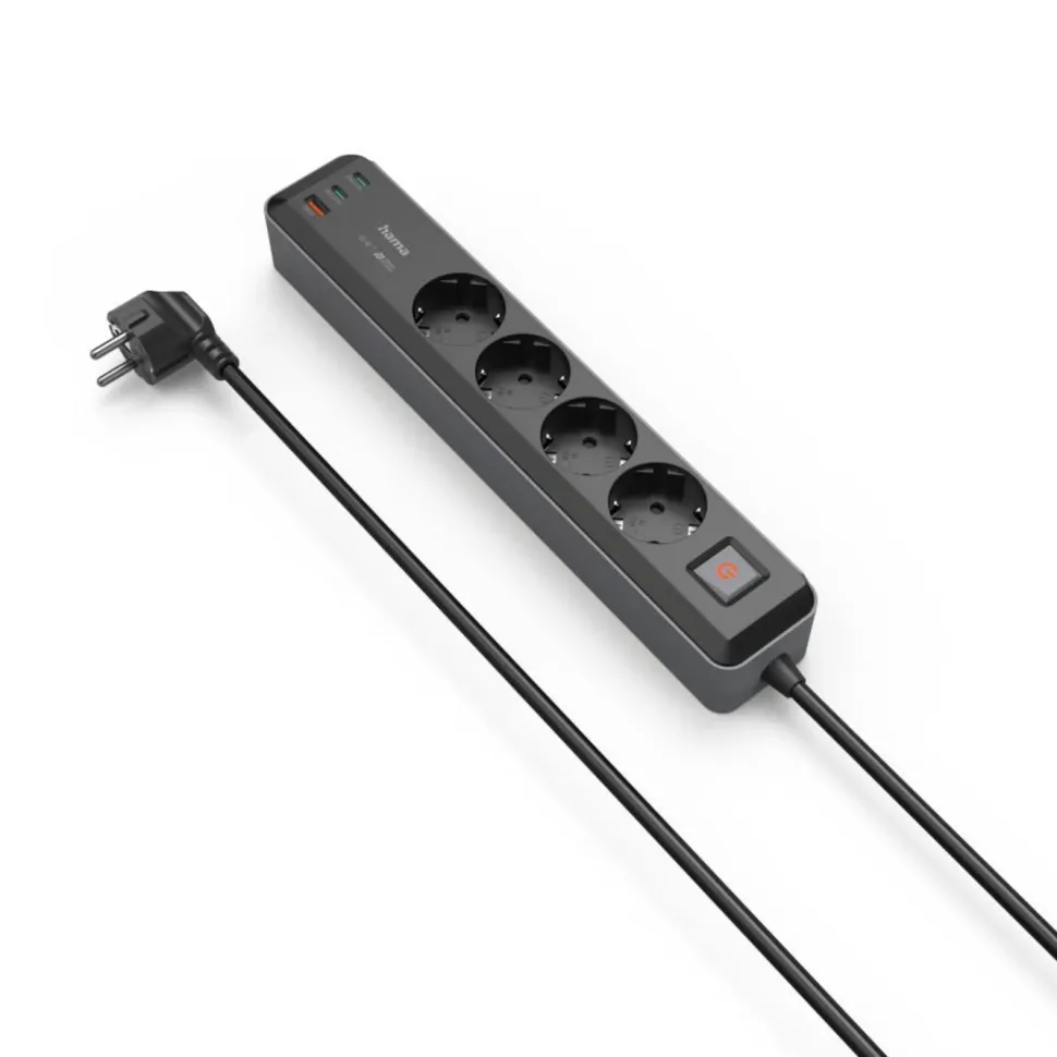 Hama Grenuttag med USB-C/A 65 W PD 4 uttag