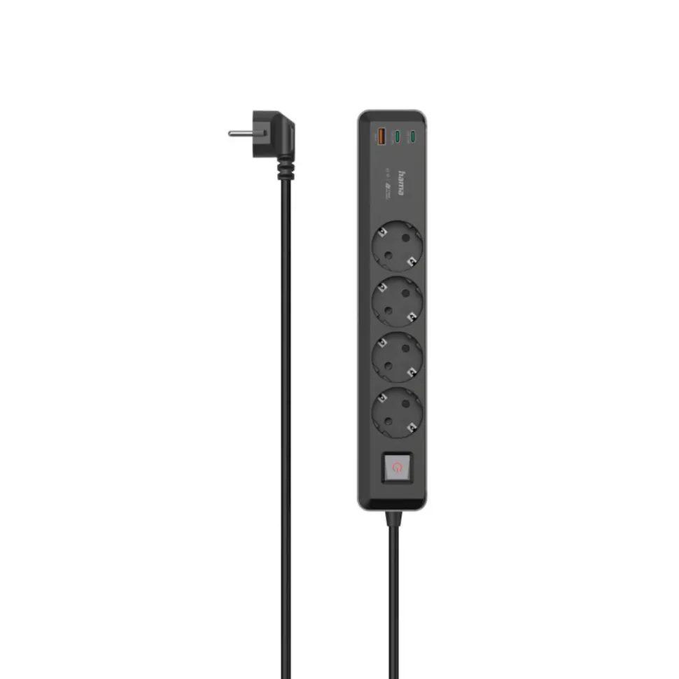 Hama Grenuttag med USB-C/A 65 W PD 4 uttag