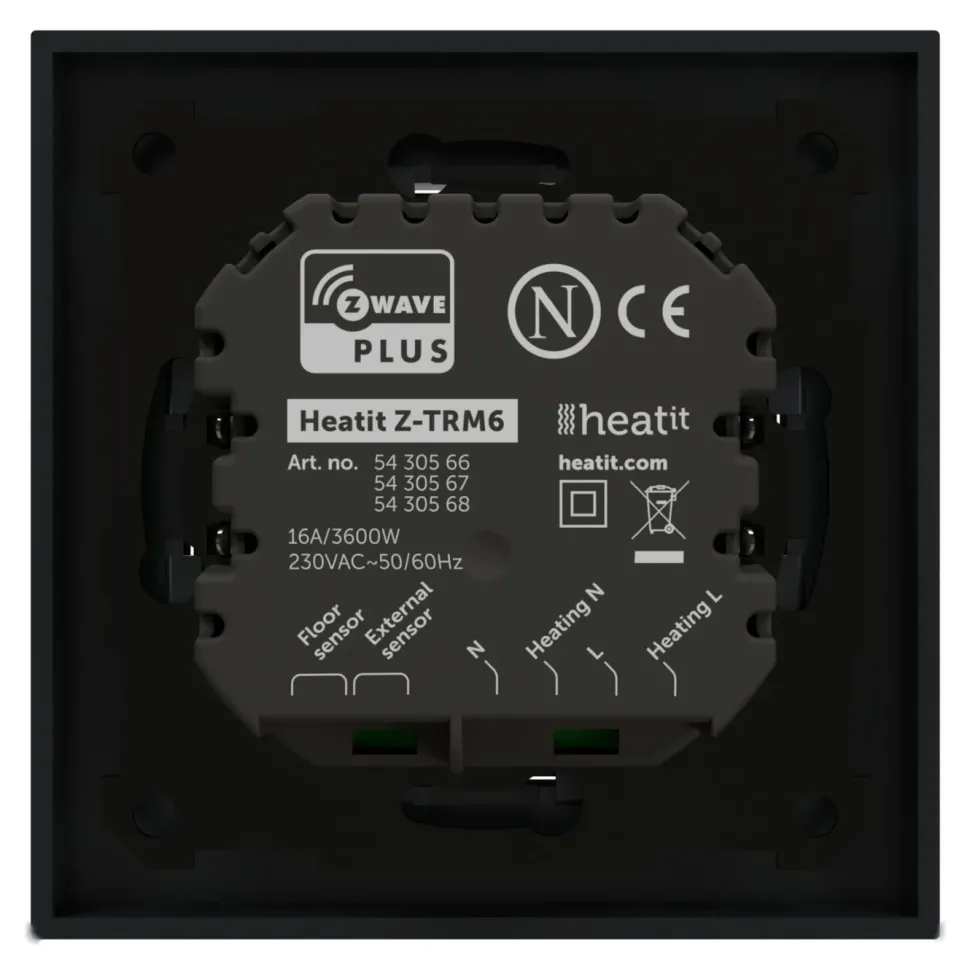 Heatit Z-TRM6 Termostat med Z-wave Black
