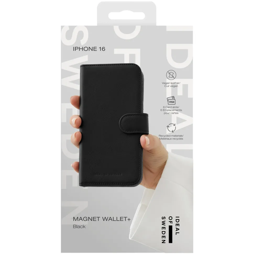 IDEAL OF SWEDEN Magnet Wallet+ - plånboksfodral till iPhone 16 Svart