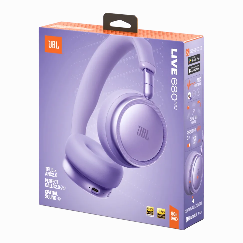 JBL Live 680NC trådlösa on-ear-hörlurar Purple