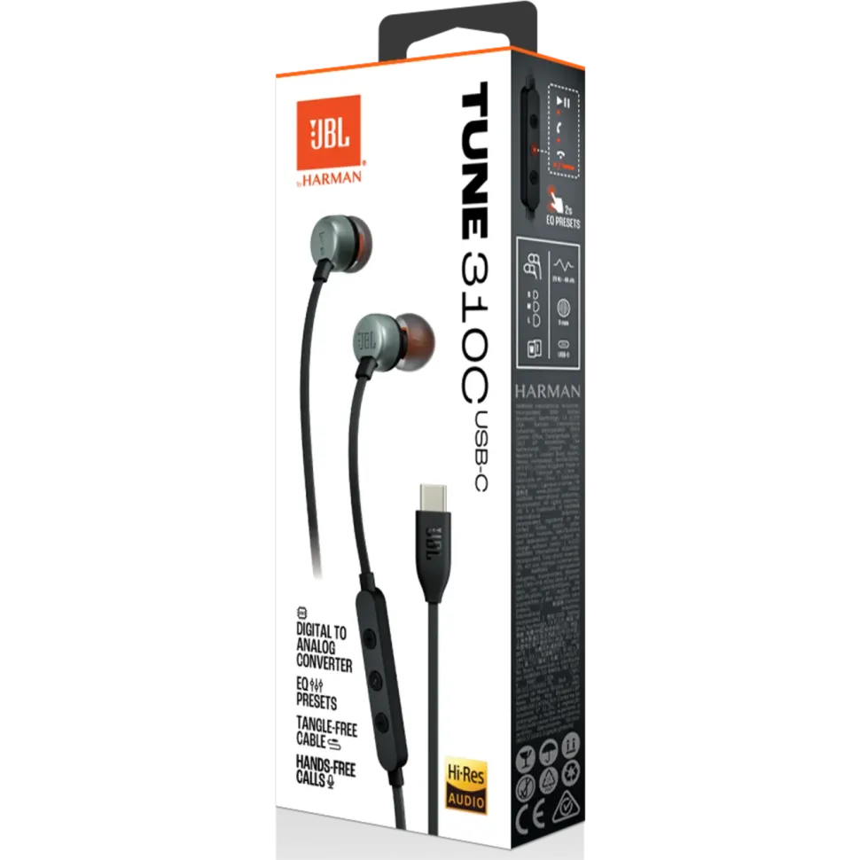 JBL Tune 310C Hörlurar med USB-C Svart