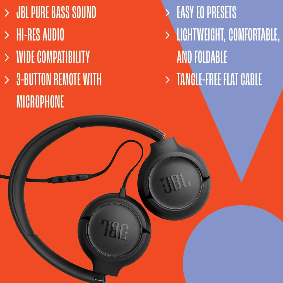 JBL Tune 530C USB-C on-ear-hörlurar Svart