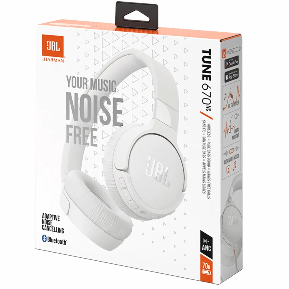 JBL Tune 670 NC Trådlösa hörlurar Vit
