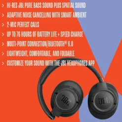 JBL Tune 780NC Trådlösa over-ear-hörlurar med aktiv brusreducering Vit