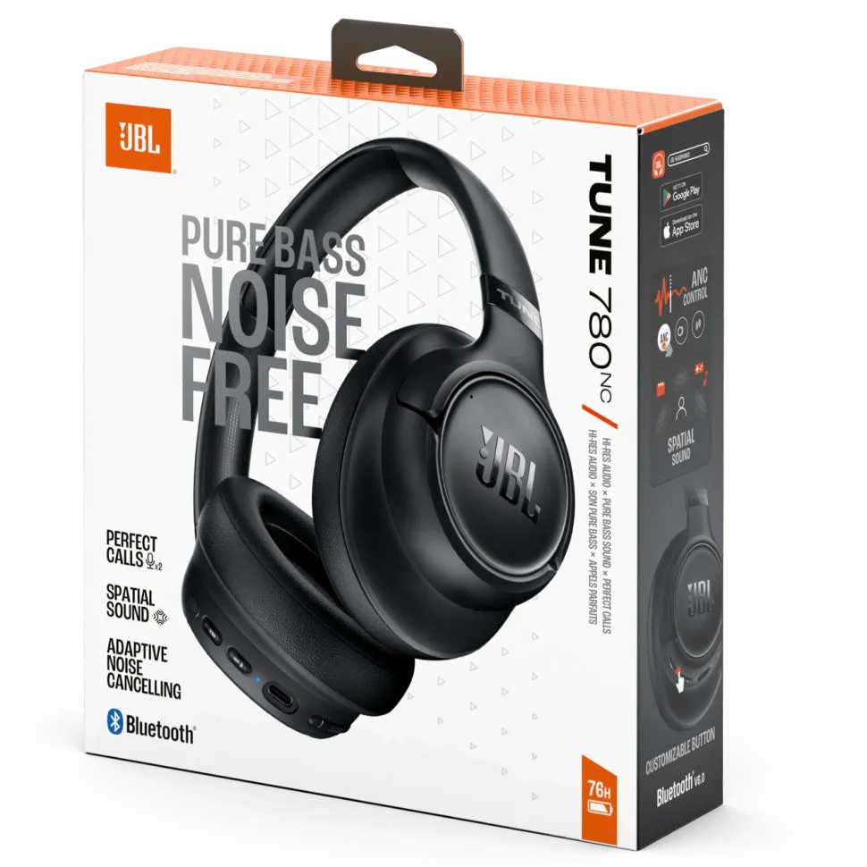 JBL Tune 780NC Trådlösa over-ear-hörlurar med aktiv brusreducering Svart