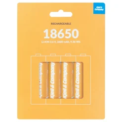 Kjell & Company 18650 Li-ion-batteri 3,6 V 2600 mAh 4-pack