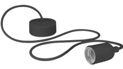 Lamphållare med textilkabel Svart