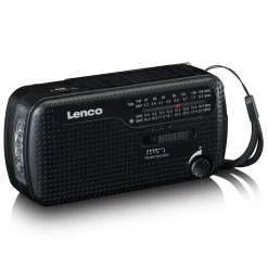 Lenco MCR-113BK FM-radio med dynamo- och solcellsladdning