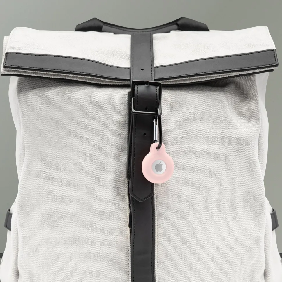 Linocell AirTag silikonfodral med karbinhake Rosa