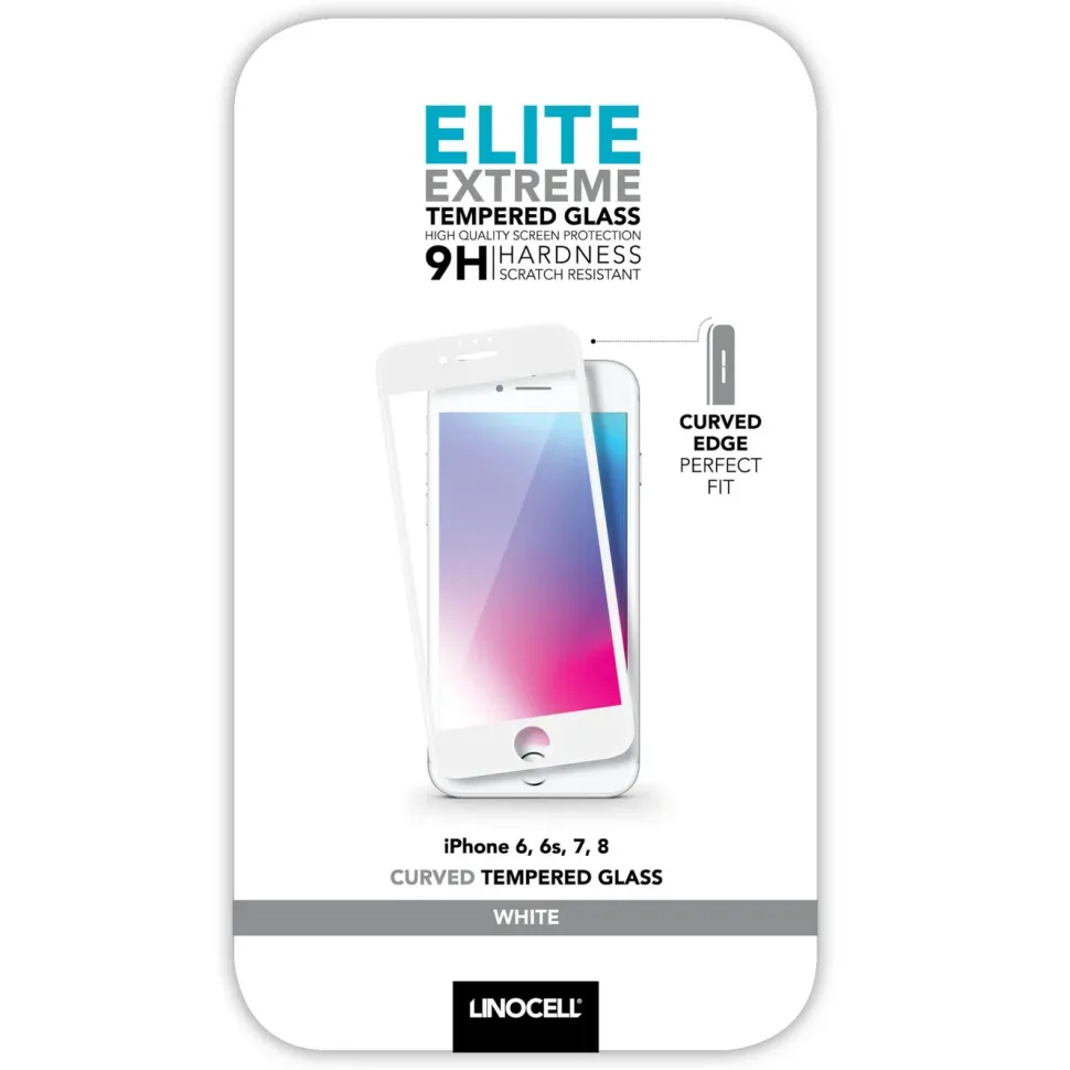 Linocell Elite Extreme Curved Skärmskydd för iPhone 6, 7 och 8 Vit