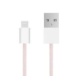 Linocell Flätad USB-A- till Lightning-kabel Rosa 2 m