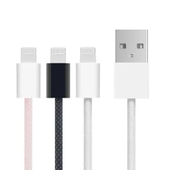 Linocell Flätad USB-A- till Lightning-kabel Rosa 2 m