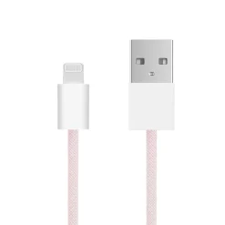 Linocell Flätad USB-A- till Lightning-kabel Rosa 0,5 m