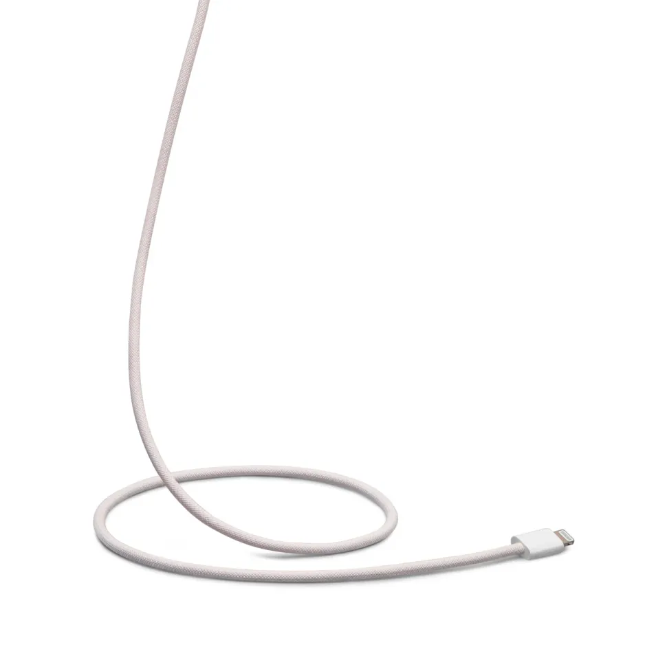 Linocell Flätad USB-A- till Lightning-kabel Rosa 0,5 m
