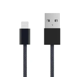 Linocell Flätad USB-A- till Lightning-kabel Svart 2 m