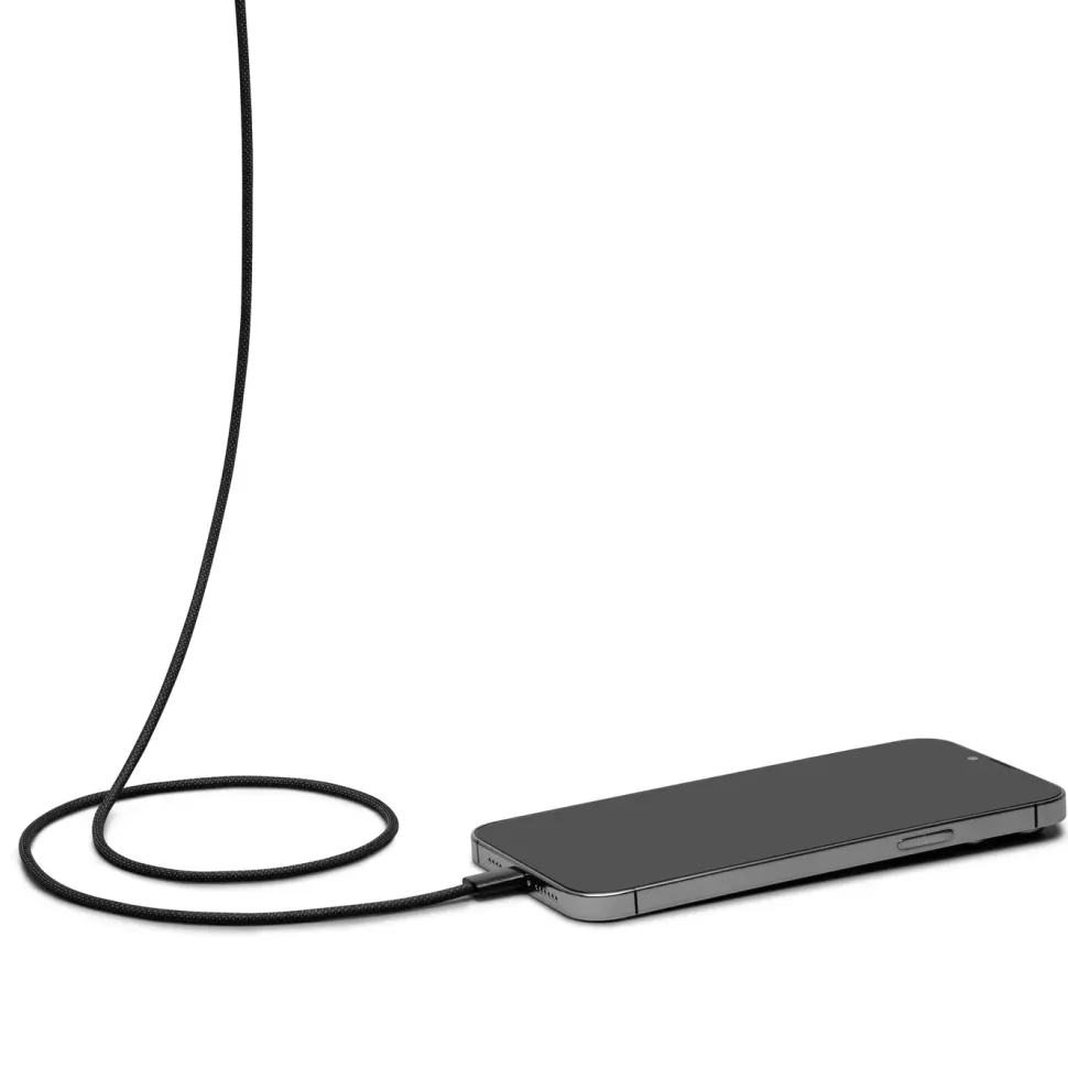 Linocell Flätad USB-A- till Lightning-kabel Svart 1 m
