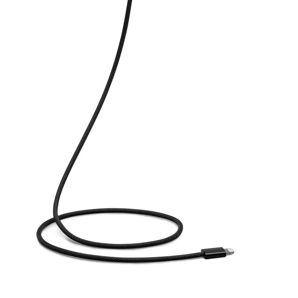 Linocell Flätad USB-A- till Lightning-kabel Svart 1 m