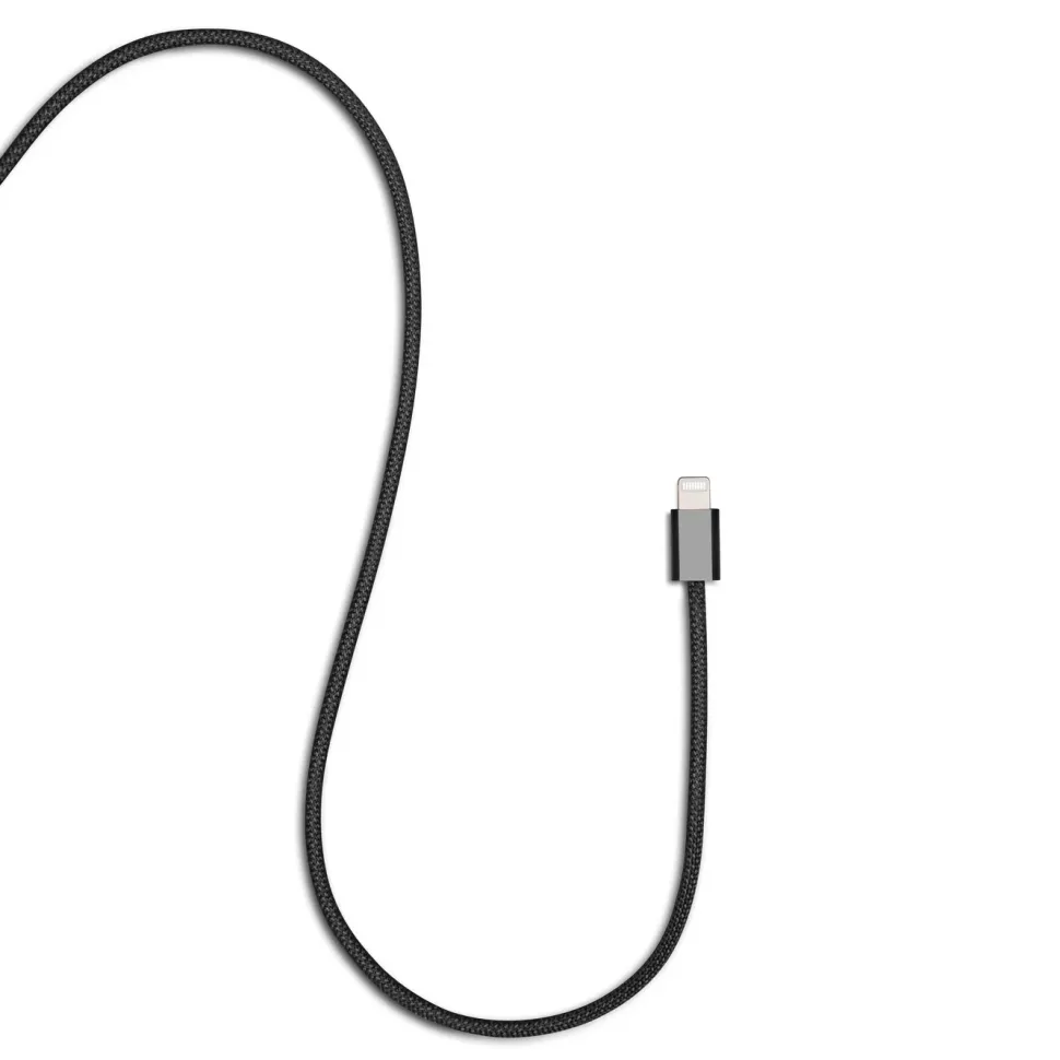Linocell Flätad USB-A- till Lightning-kabel Svart 1 m
