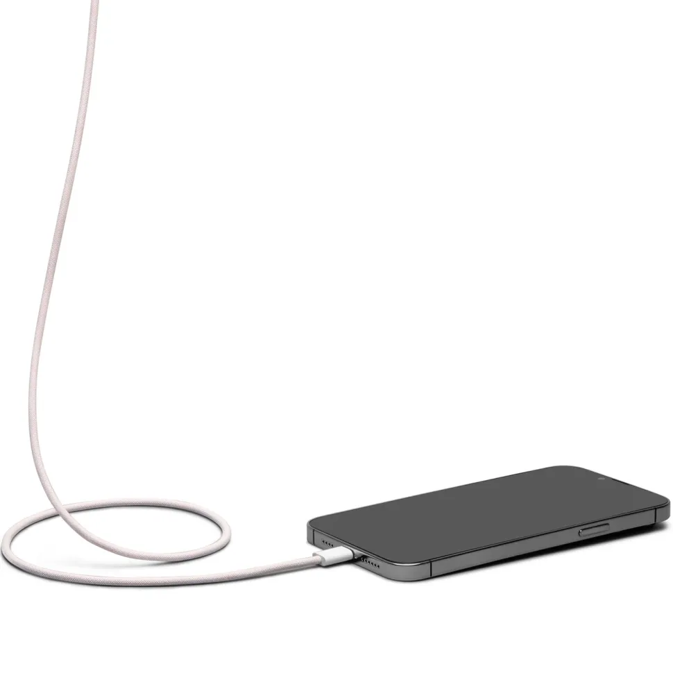 Linocell Flätad USB-A- till Lightning-kabel Rosa 1 m